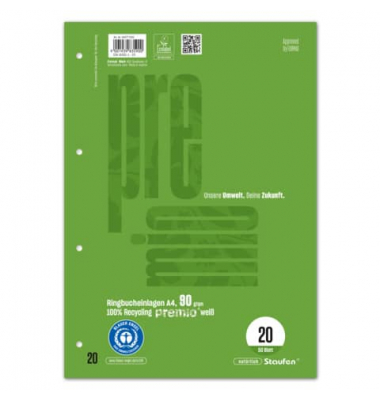 Ringbucheinlagen 040771020, Lin 20 | blanko, 90g, 4-Loch